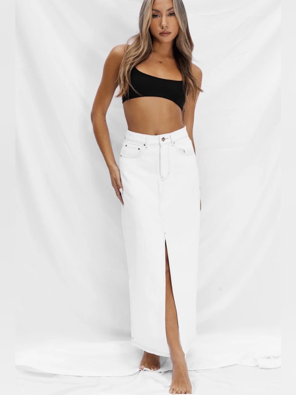 NWT Modern American Maxine White denim maxi skirt